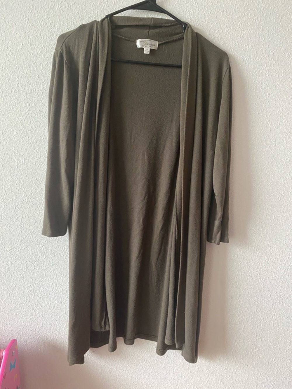 Lightweight Olive Open-Front Cardigan